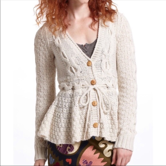 Anthropologie Sweaters - Anthropologie Sparrow Knit Cable Cream Oatmeal Sweater